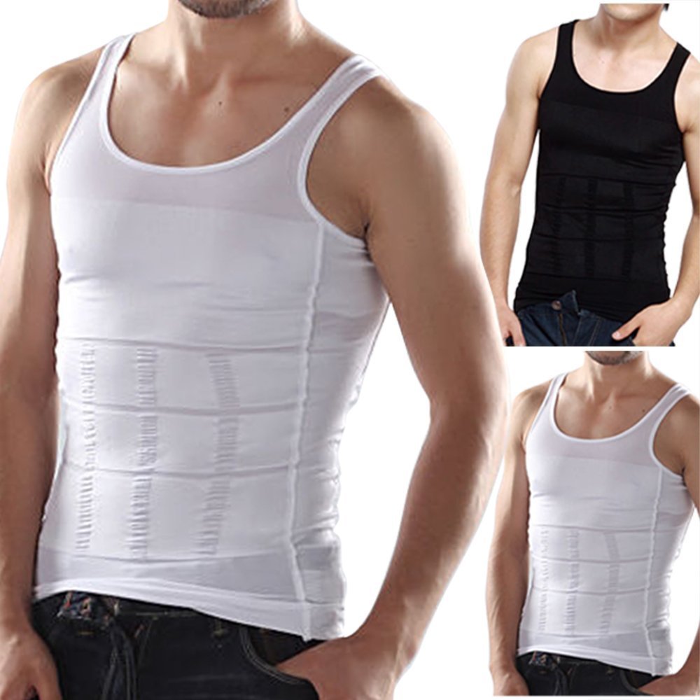 Frogwill Mens Posture Correction/Support/Pain Relief Slimming Body Vest Shirt (M, White-New)