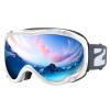 ZIONOR Lagopus Ski Snowboard Goggles UV Protection Anti fog Snow Goggles for Men Women Adult Youth VLT 8.6% White Frame Silver Lens view 1