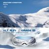 ZIONOR Lagopus Ski Snowboard Goggles UV Protection Anti fog Snow Goggles for Men Women Adult Youth VLT 8.6% White Frame Silver Lens view 2