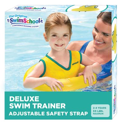SwimSchool Deluxe Swim Trainer  Heavy Duty Toddler Swim Vest Floatie  Comfortable Sweater-Fit Design with Adjustable Safety Seat  Yellow