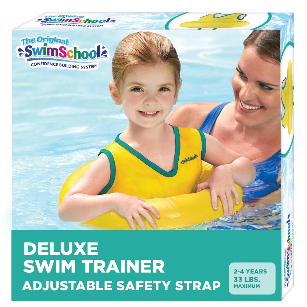 SwimSchool Deluxe Swim Trainer  Heavy Duty Toddler Swim Vest Floatie  Comfortable Sweater-Fit Design with Adjustable Safety Seat  Yellow