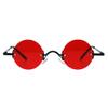 PASTL Small Round Circle Rimless Sunglasses Wide Frame Narrow Lens Black, Red view 2