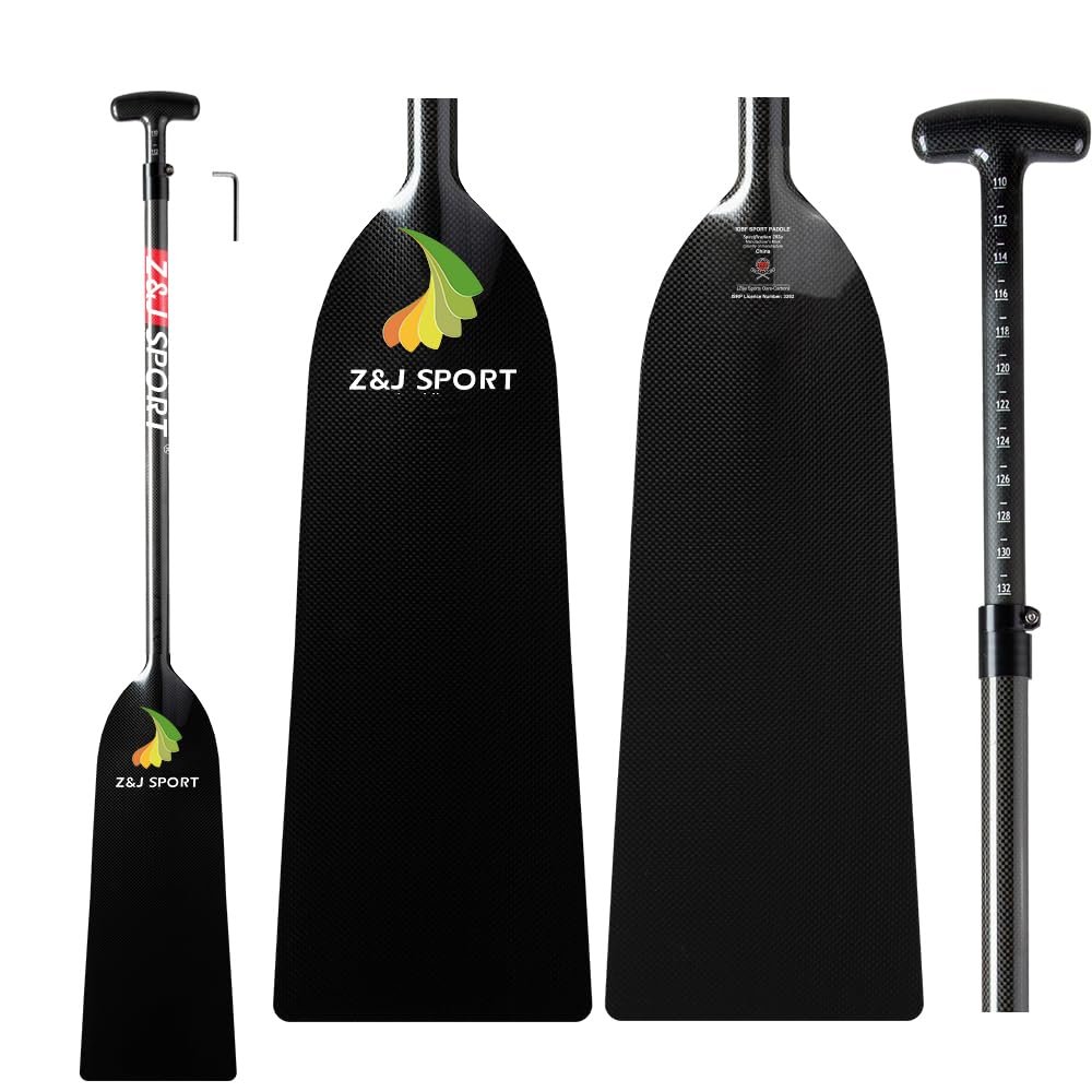 Z&J SPORT Adjustable Dragon Boat Paddle Full Carbon IDBF Approved Paddle Plain Blade (OPDP)
