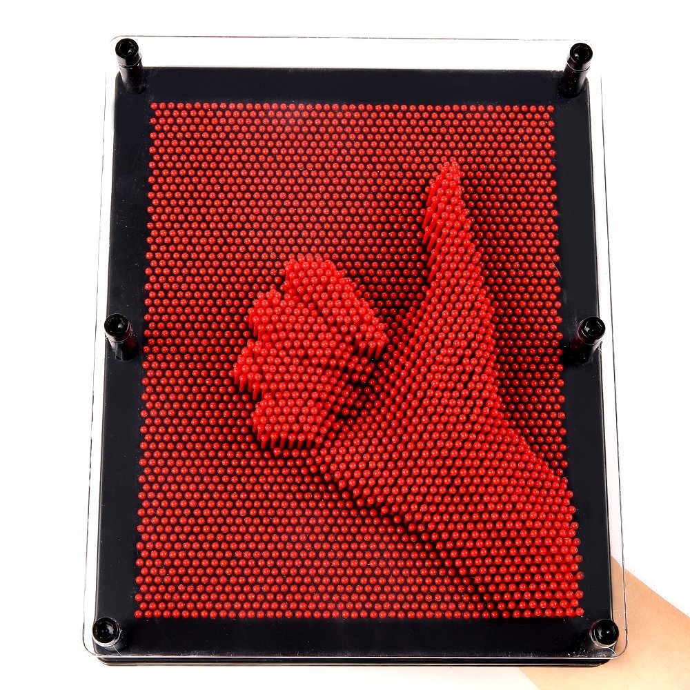 E-FirstFeeling 3D Pin Art Toy Extra Large 10" X 8" Pin Art Board Pin Impression Toy for Kids Adults - Red