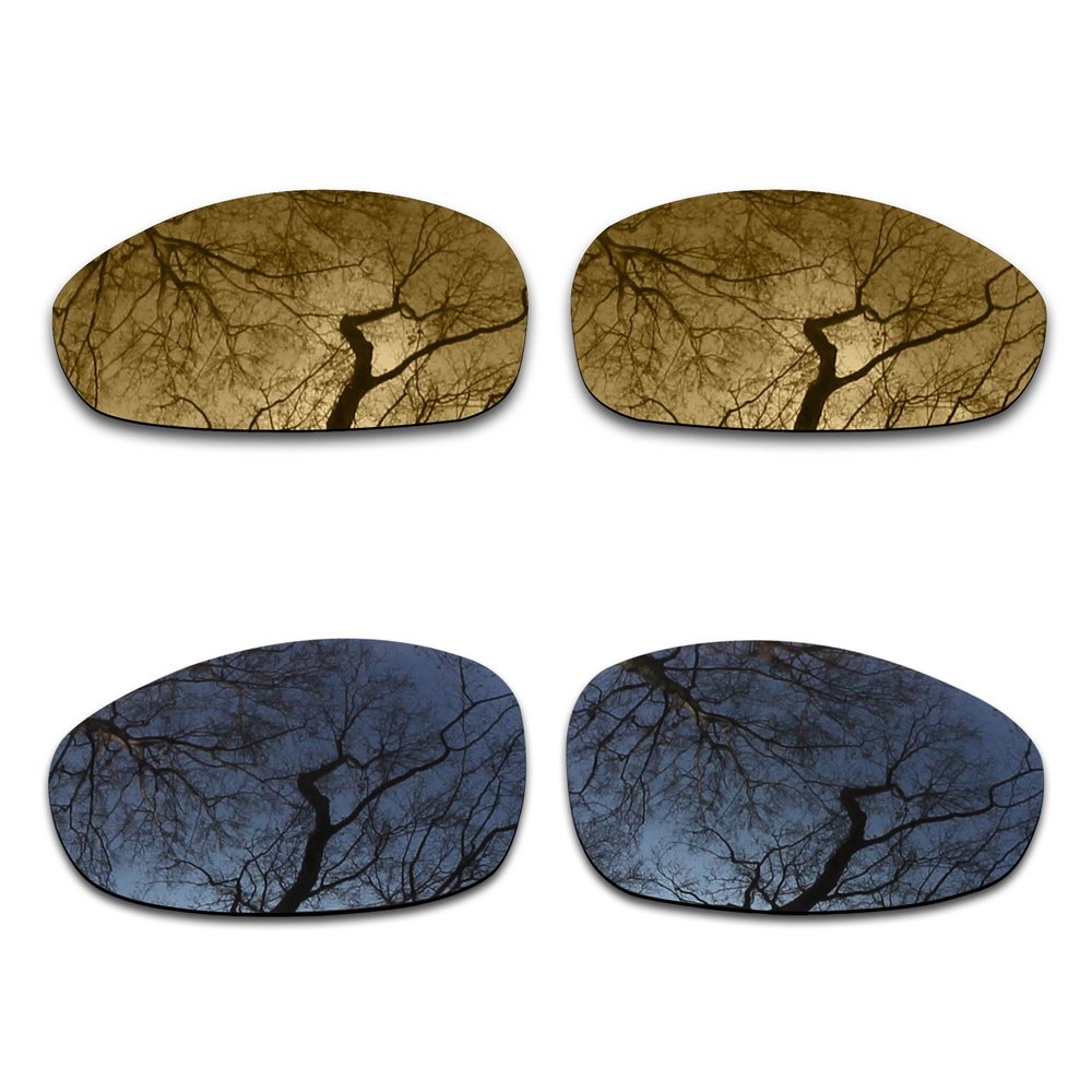 ToughAsNails 2 Pair Polarized Lens Replacement for Oakley Juliet Black&Bronze Gold