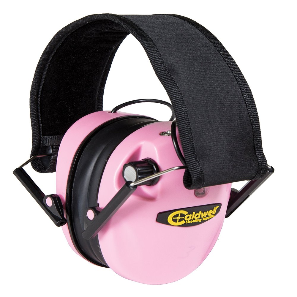 Caldwell E-MAX - ADULT Pink - Low Profile Electronic 23 NRR Hearing Protection with Sound Amplification - Adjustable Earmuffs for Shooting, Hunting and Range