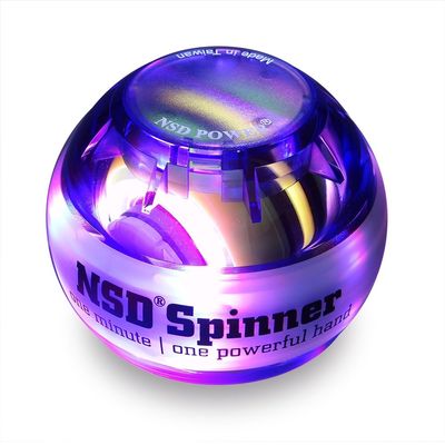 Auto-Start NSD Rainbow Lit Spinner Gyro Ball  Up to 15,000 RPM Premium hand strengthener and wrist exerciser for grip strength training, forearm workout, and pain relief; durable and portable
