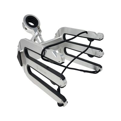 Monster Tower Wakeboard Rack - Quick Release Retractable Mount, Universal Fit for Wakeboard Towers, 360 Degree Rotation, Rubber Bumper, Shock Cord  Brushed Anodized Silver Finish