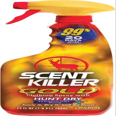 Wildlife Research Center Scent Killer Gold  Hunting Scent Eliminator with Hunt Dry Technology  Odor Prevention & Maximum Performance After Drying  Deer and Big Game (24 FL OZ Spray)