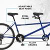 Pacific Dualie Adult Tandem Cruiser Bike, Two-Rider Bicycle for Men and Women, 26-Inch Wheels, 21-Speed, Linear Pull Brakes, Blue view 3
