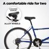 Pacific Dualie Adult Tandem Cruiser Bike, Two-Rider Bicycle for Men and Women, 26-Inch Wheels, 21-Speed, Linear Pull Brakes, Blue view 4