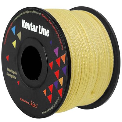 emma kites 100% Kevlar Braided String Utility Cord 100Ft 250Lb Abrasion Flame Resistant, Tactical Survival Fishing Assist Cord Model Rocket Paracord Trip Line Camping Cordage