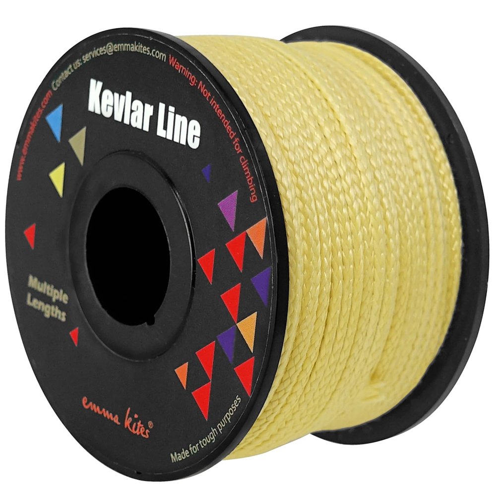 emma kites 100% Kevlar Braided String Utility Cord 100Ft 250Lb Abrasion Flame Resistant, Tactical Survival Fishing Assist Cord Model Rocket Paracord Trip Line Camping Cordage
