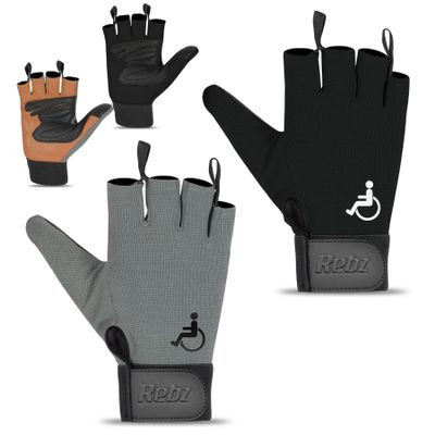 Rebz Wheelchair Full Thumb Fingerless Gloves Ideal Choice for Active Lifestyle Wheelchair Gloves for Men Non Slip Grip to Boost Mobility Breathable Wheelchair Gloves for Intense Sports - Racing