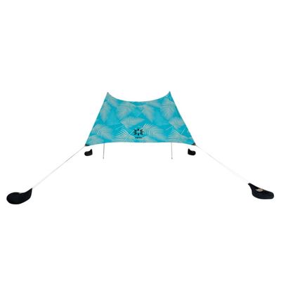 Neso Grande Portable Beach Tent Sun Shelter - Lightweight Beach Shade Canopy - Easy Setup for Family Outings - Patented Reinforced Corners - UPF 50+ Sun Protection - 7ft Tall, 9 x 9ft - Aqua Fronds