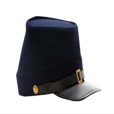 SZCO Supplies Civil War Kepi Hat  Blue Wool Replica with Leather Bill, Large (22 5/8"23")  Historical Costume Hat for Reenactments, Educational Displays, and Cosplay