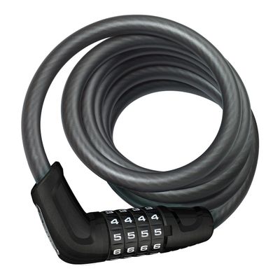 Abus 6 Series Combo Coil Cable Lock, Black, 185cm/12mm
