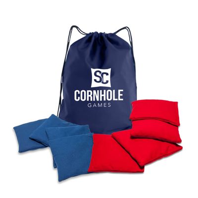 SC Cornhole Games Weather Resistant Cornhole Bags (Set of 8) - Professional Regulation Size- Use on Pro Corn Hole Boards or Bean Bag Toss Sets (Red/Royal Blue)