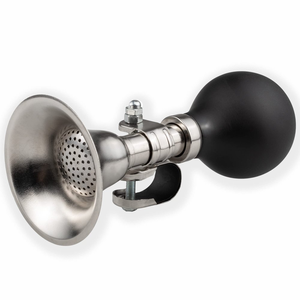 Schwinn Classic Bike Horn, Chrome and Black, Vintage Style, Loud Sound, Easy Installation, Fits Most Handlebars, Weather Resistant Stainless Steel, Retro Horn for Bike