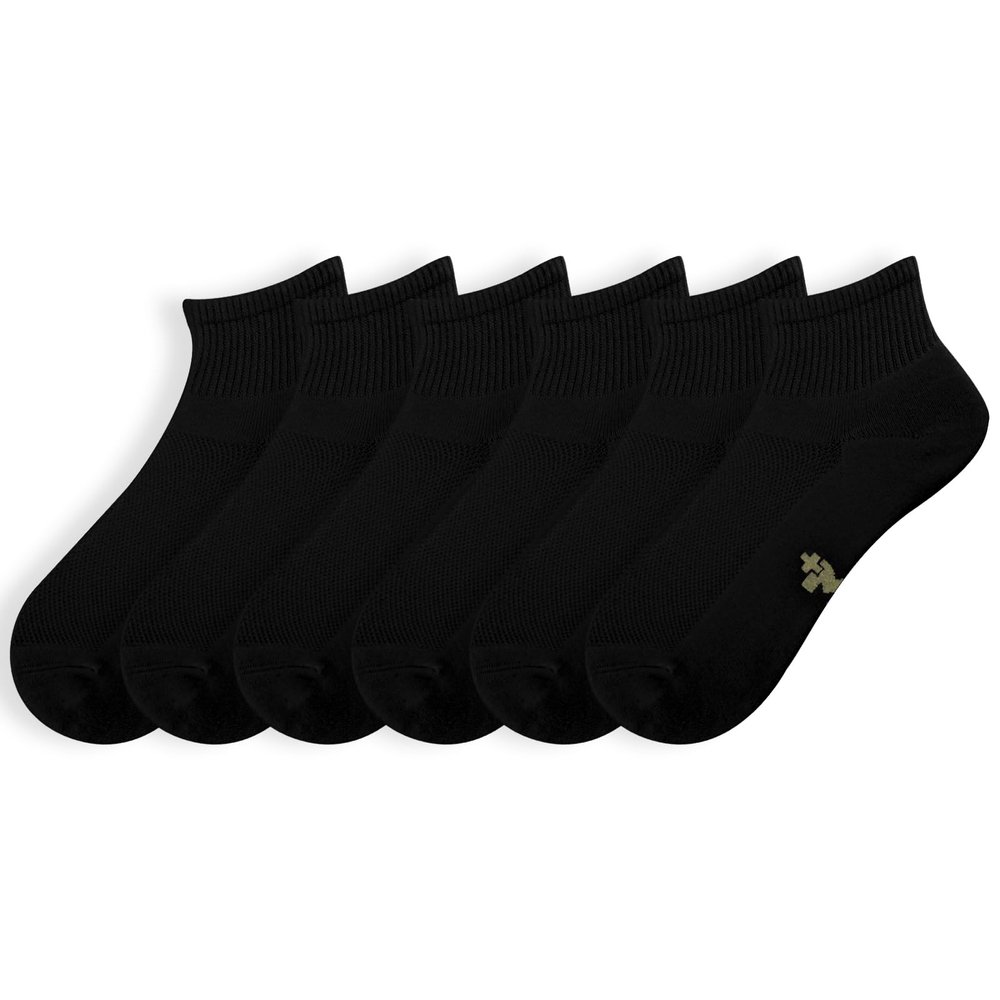 +MD 6 Pairs Ankle Socks for Women and Men, Bamboo Viscose Smell Control Cushioned Sole Casual Athletic Socks, 6Black13-15