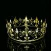 Men's Full King's Crown for Theather Prom Party - Clear Crystals Gold Plating T436 view 3