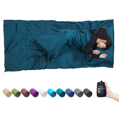 Browint Silk Sleeping Bag Liner, Silk Sleep Sheet, Sack, Extra Wide 87"x43", Lightweight Travel and Camping Sheet for Hotel, More Colors for Option, Reinforced Gussets, Pillow Pocket