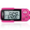 Realalt 3DTriSport Walking 3D Pedometer with Clip & Strap, eBook Included | 30 Days Memory, Accurate Step Counter, Walking Distance Miles/Km, Calorie Counter, Daily Exercise Time Monitor - Magenta view 1