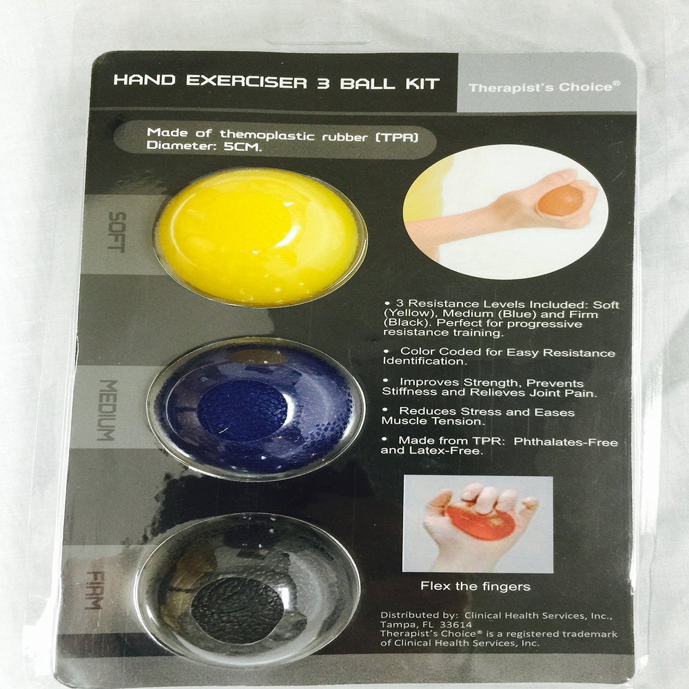 Therapists Choice Hand Exercise 3 Ball Kit: 3 Color Coded Resistance Levels