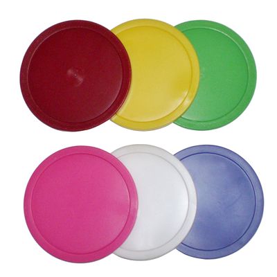 6 Large 3.25" Commercial Air Table Hockey Pucks: Red Black Blue Green Pink Yellow