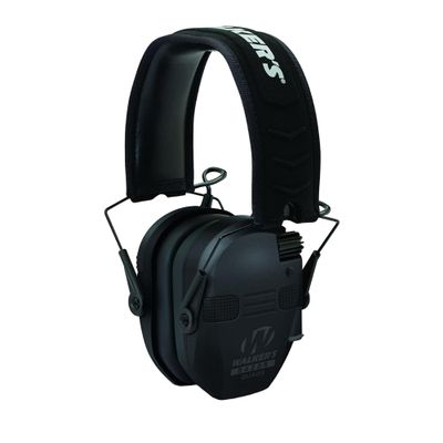 WALKER'S Razor Electronic Quad Muff | 4 Mics 360-Degree Sound Capture 23dB NRR Hearing Protection Hunting Gun Range Shooting Earmuffs w/ 2 AAA Batteries, Black
