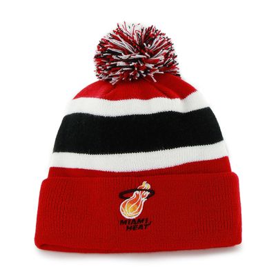 NBA Miami Heat '47 Brand Breakaway Cuff Knit Hat with Pom, One Size, Red