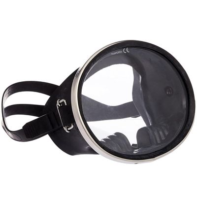 Scuba Choice Spearfishing Free Dive Mask - Classic Rubber with Tempered Glass Lenses | Oval Shape Stainless Steel Frame for Enhanced Visibility & Comfort, Perfect Underwater Adventures - Black