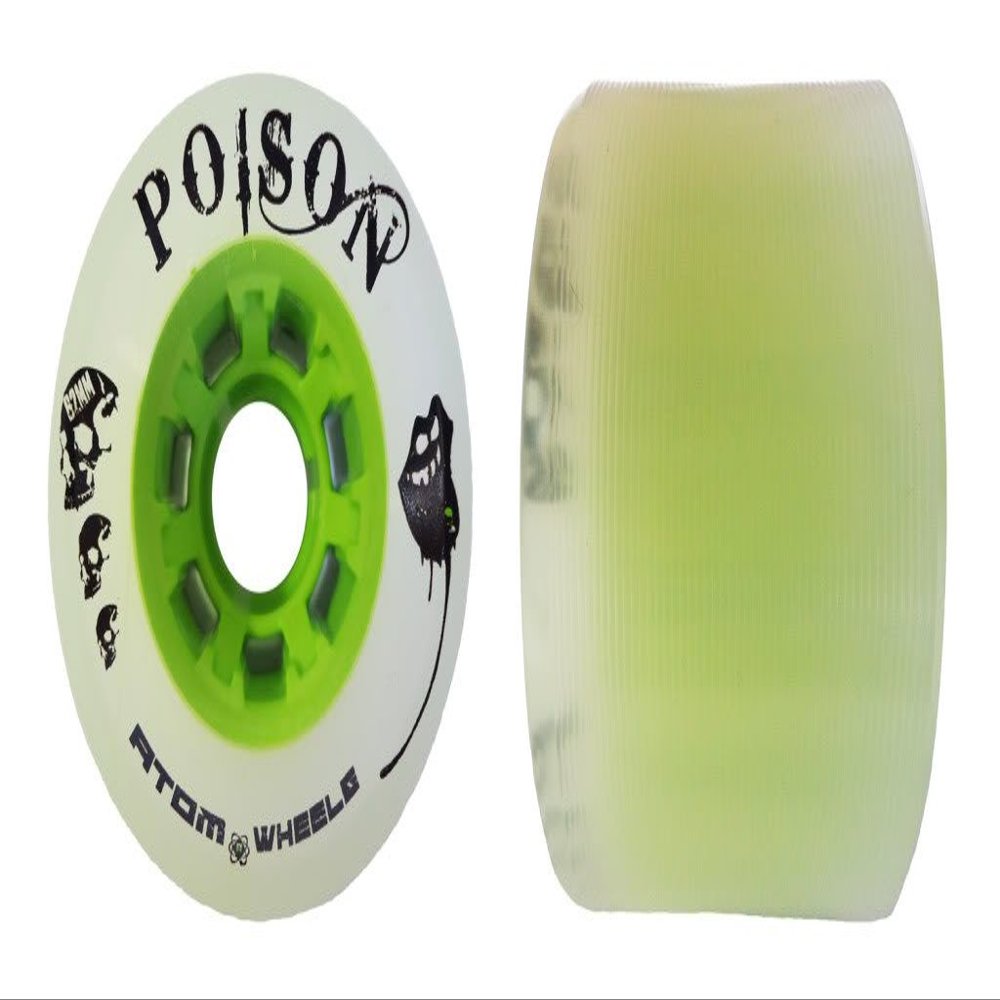 Atom Skates Poison Wheels Indoor/Outdoor/Slick Surfaces 62x44 Green / 4 Wheels