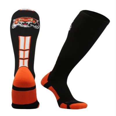 MadSportsStuff Tigers Logo Over the Calf Socks (Black/Orange, Small)