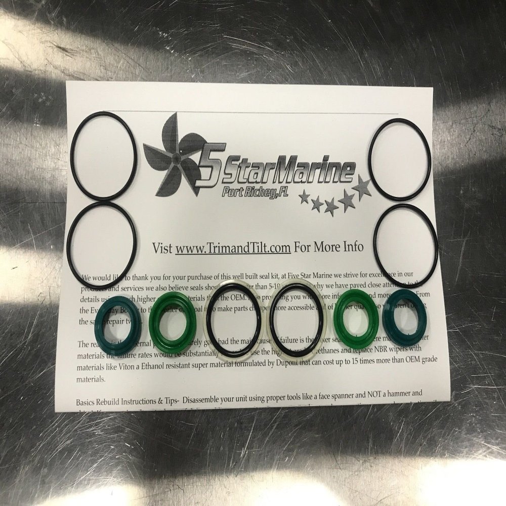FiveStar Marine Trim Cylinder Ram Rebuild Kit 290 DP-A SP-A Square Capped 853439 FSM009