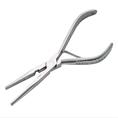 8" Fishing Plier Silver Stainless Steel Groove Handle