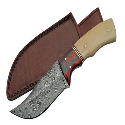 Buffalo Damascus Steel Blade Bone Handle 8 inch Edc Skinner Knife