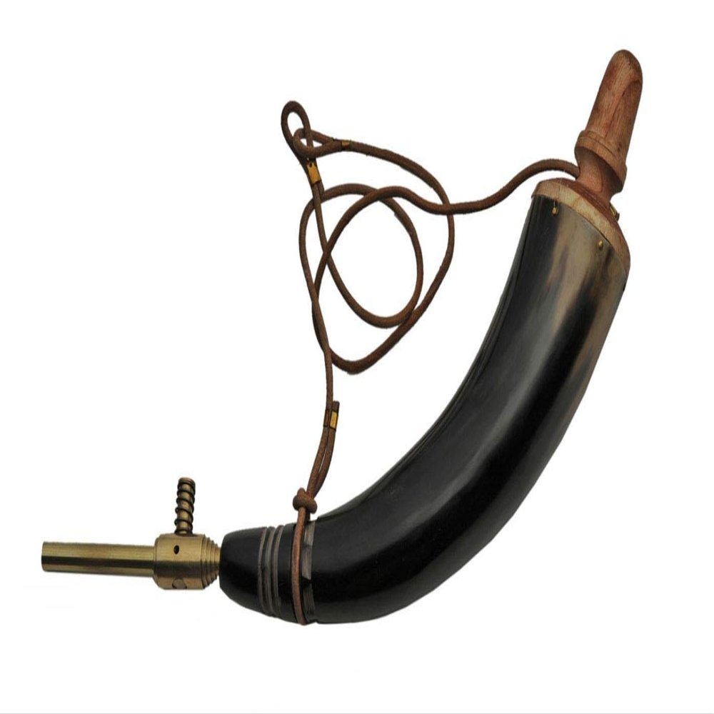 10" POWDER HORN WITH BRASS TAP