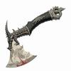 14.5" Underworld Dragon Camping EDC Fantasy Decorative Hatchet Knife Etched Stainless Steel Blade Abs Dragon Shaped Handle Decorative Guard and Pommel with Wooden Stand view 2