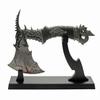 14.5" Underworld Dragon Camping EDC Fantasy Decorative Hatchet Knife Etched Stainless Steel Blade Abs Dragon Shaped Handle Decorative Guard and Pommel with Wooden Stand view 3