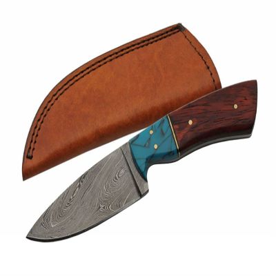 Full Tang Damascus Steel Blade Redwood Handle 8 inch Edc Hunting Knife