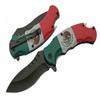 Mexican Flag Pocket Folding Knife 8.5" Full Tang Black Drop Point Stainless Steel Blade Abs Handle With 3d Printed Mexican Flag view 1