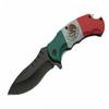 Mexican Flag Pocket Folding Knife 8.5" Full Tang Black Drop Point Stainless Steel Blade Abs Handle With 3d Printed Mexican Flag view 2
