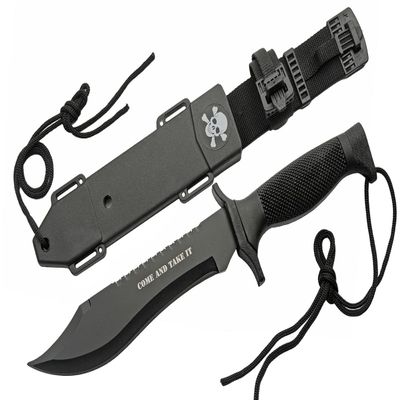 Skull Logo Bowie Stainless Steel Blade Abs Handle 12 inch EDC Hunting Knife