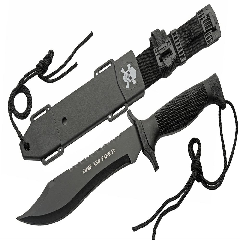 Skull Logo Bowie Stainless Steel Blade Abs Handle 12 inch EDC Hunting Knife