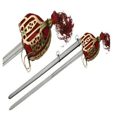 Scottish Broad Sword 41 inch Stainless Steel Blade Brass Basket Red Velvet Handle