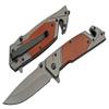 Titanium Coated Stainless Steel Blade Natural Wood Handle 8 inch Edc Pocket Folding Knife view 1