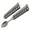 9" Silver Finish Butterfly Style Travel Camping Spoon Stainless Steel view 1