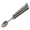 9" Silver Finish Butterfly Style Travel Camping Spoon Stainless Steel view 2