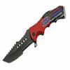 8" Nhra Half American Flag Pocket Folding Edc Camping Knife Black Clip Point Stainless Steel Blade Abs Handle With 3D Printed American Flag view 2